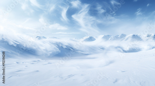 Beautiful ultrawide winter background image with light snowfall