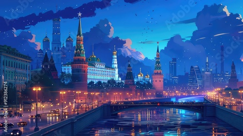  Illustration Of Russian Landmarks. Generative AI