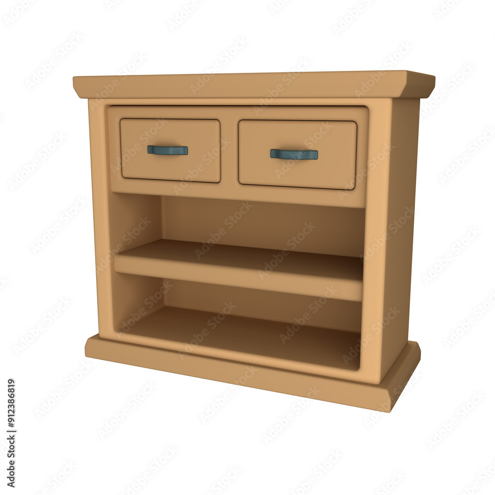 A compact bookshelf perfect for small spaces, 3D render A compact bookshelf perfect for small spaces, 3D render