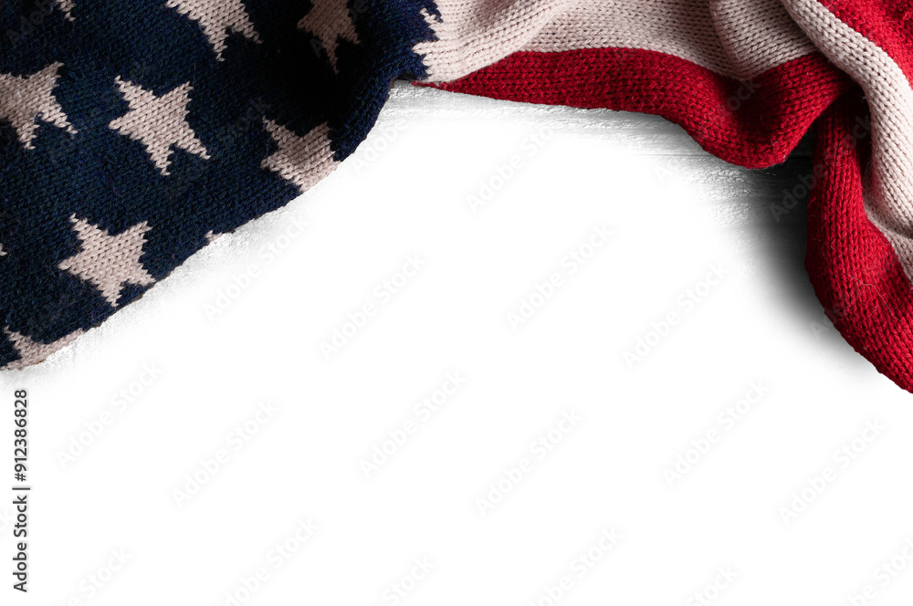 Fototapeta premium USA flag scarf creates a frame with shading