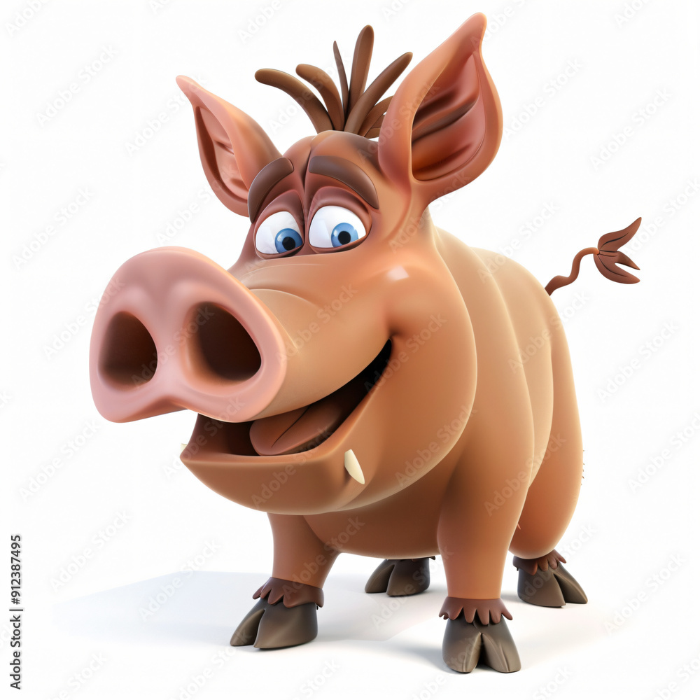 Naklejka premium 3d render icon of Wild Boar cartoon
