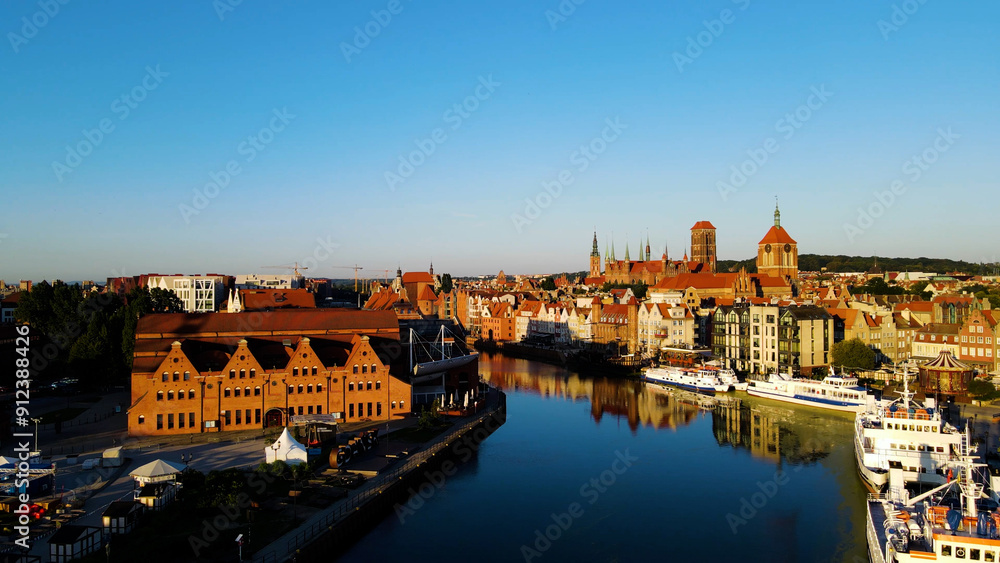 Fototapeta premium city ​​European ancient architecture port city aerial photography Gdansk Poland