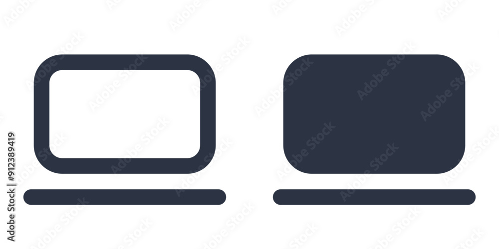 Laptop simple icons set designed in filled, outline, line and stroke style Laptop simple icons set designed in filled, outline, line and stroke style
