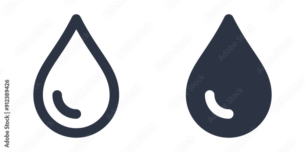 Water drop simple icons set designed in filled, outline, line and stroke style Water drop simple icons set designed in filled, outline, line and stroke style
