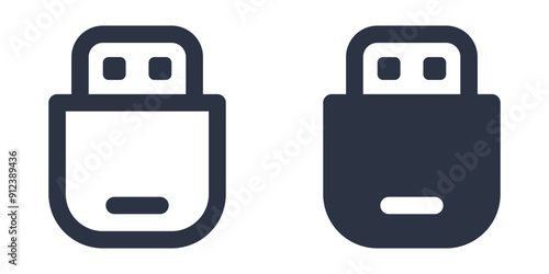 USB flash drive or memory stick simple icons set designed in filled, outline, line and stroke style