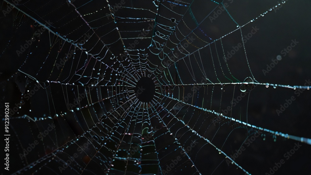 Naklejka premium spider web with dew drops