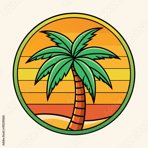 A vibrant, vector illustration of a palm tree