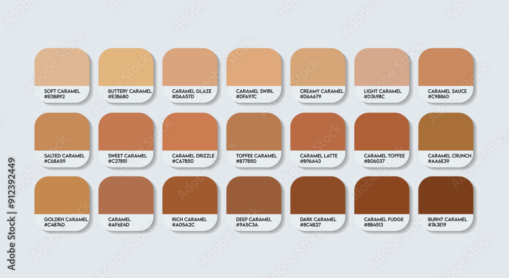 Caramel Color Palette, Caramel Color Guide Palette with Color Names ...