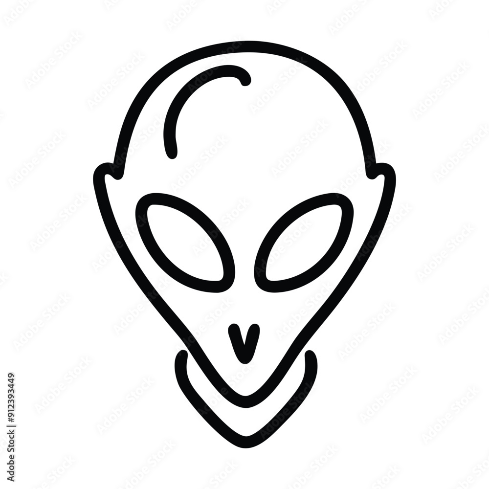 Simple line drawing of an aliens face. Vector illustration Simple line drawing of an aliens face. Vector illustration