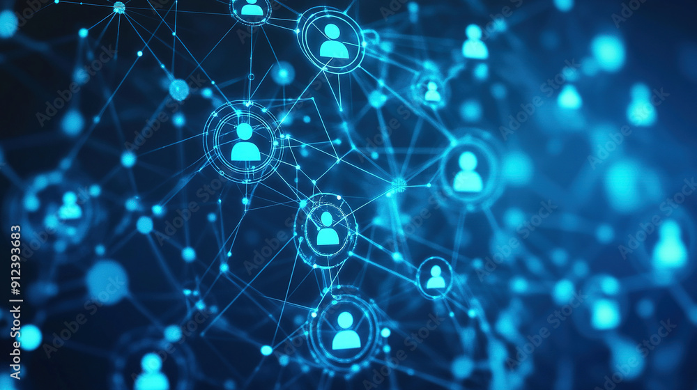 Abstract social network concept. Global internet communication. Social network connections and business people icons. Digital technology background. Human resources management Abstract social network concept. Global internet communication. Social network connections and business people icons. Digital technology background. Human resources management