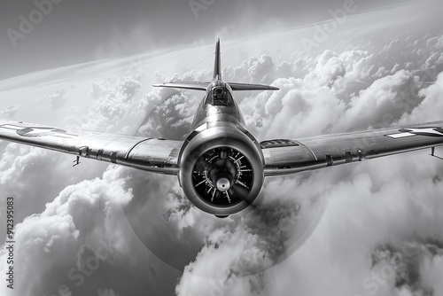 ai generative black and white classic fighter jet photo