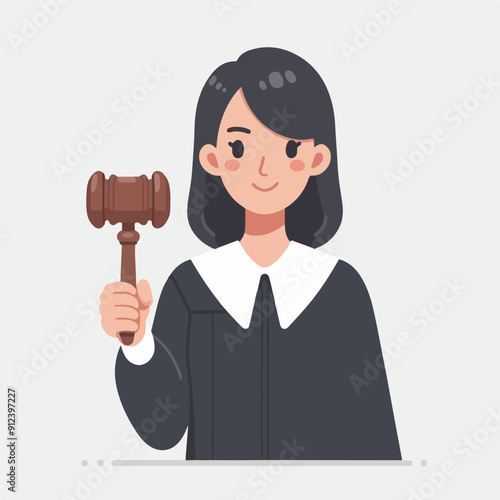 flat illustration of judicial characters, judge, lawyer