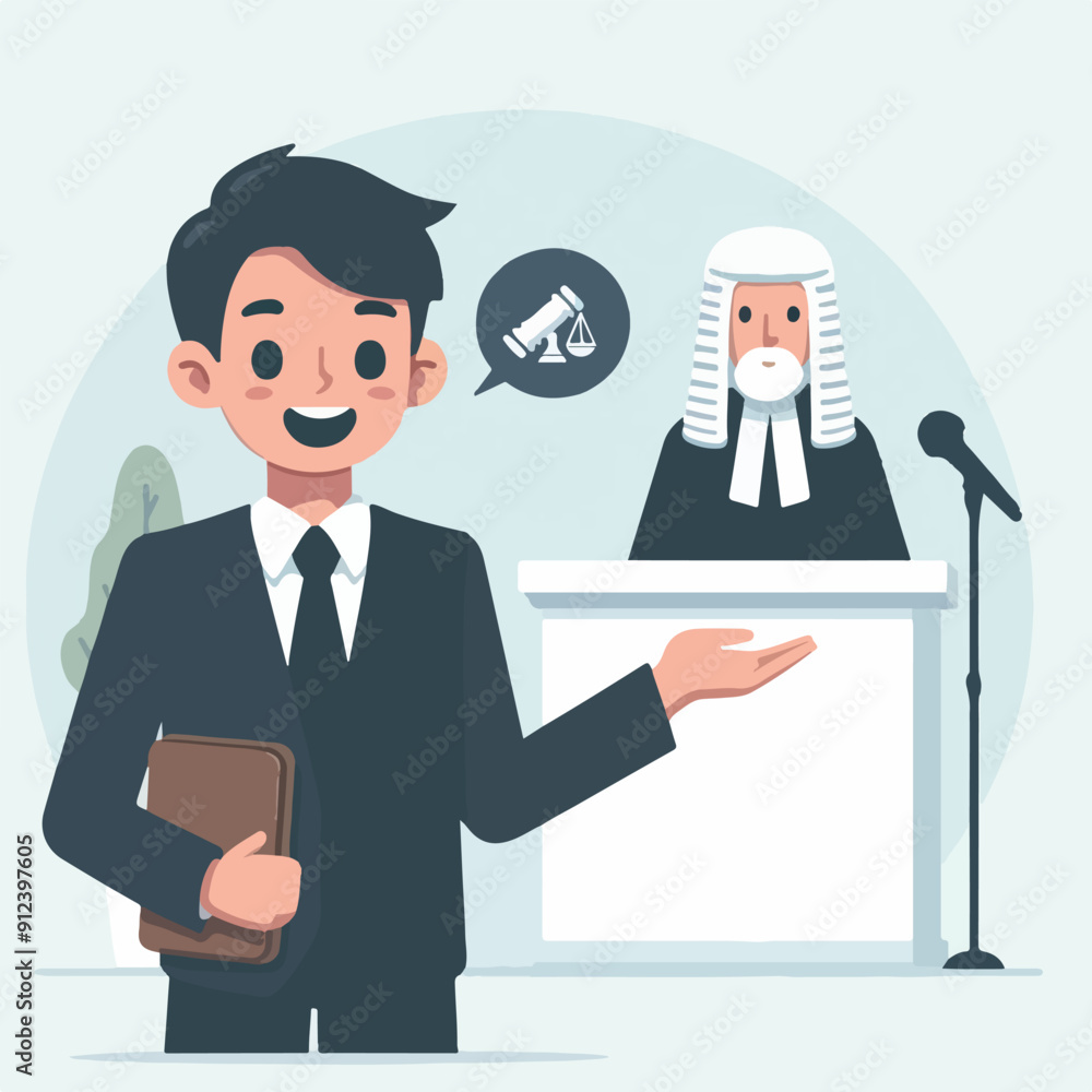 flat illustration of judicial characters, judge, lawyer flat illustration of judicial characters, judge, lawyer