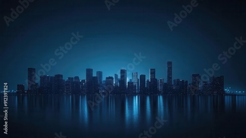 City skyline with twilight hues, designated space for text, website banner, urban evolution photo