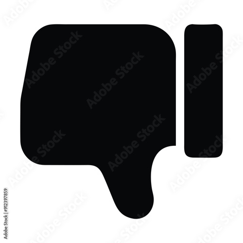 Black and white thumbs down icon. Vector illustration