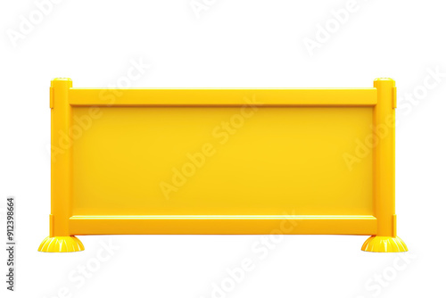 A Bright Yellow Barrier Stands Tall Against a White Background on a White or Clear Surface PNG Transparent Background