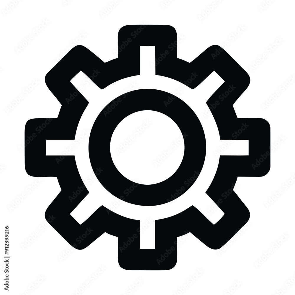 Black and white cogwheel icon. Vector illustration Black and white cogwheel icon. Vector illustration