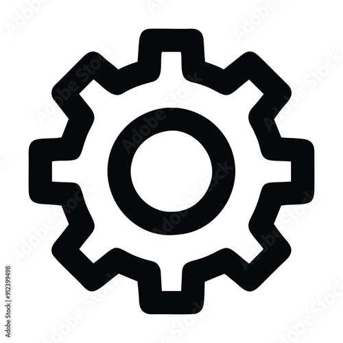Black and white gear icon. Vector illustration