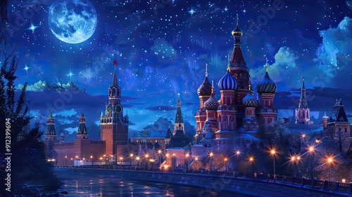  Illustration Of Russian Landmarks. Generative AI