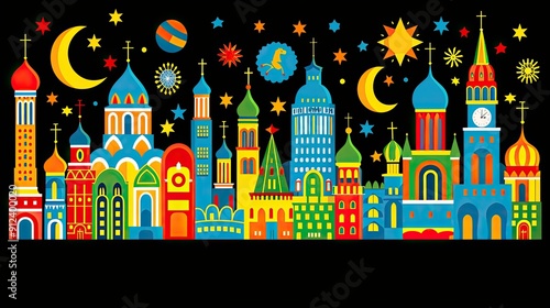  Illustration Of Russian Landmarks. Generative AI