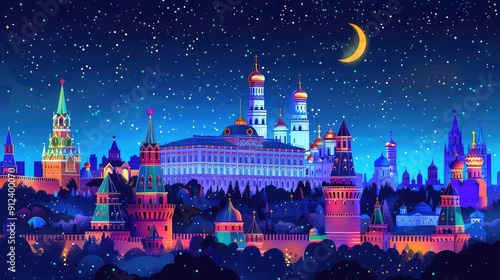 Illustration Of Russian Landmarks. Generative AI