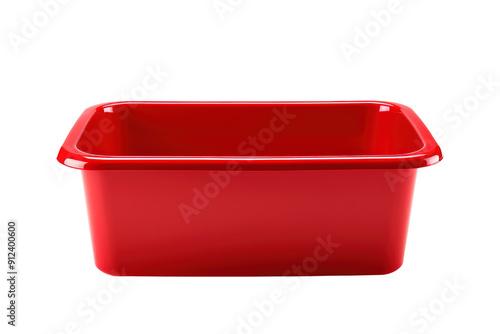 A Vibrant Red Plastic Basin Ready For Action on a White or Clear Surface PNG Transparent Background