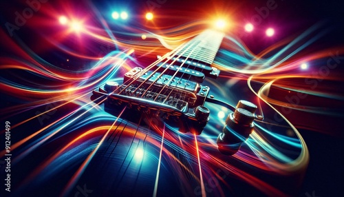 Electric Guitar abstract background with glowing lights