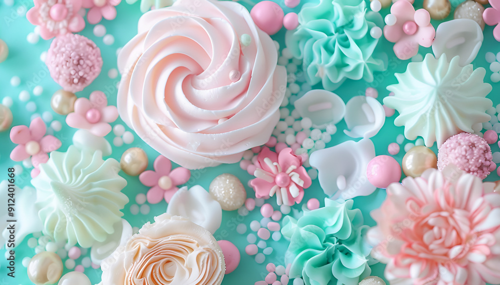 kawaii style flowers candy floss licorice pastell green cream kawaii style flowers candy floss licorice pastell green cream