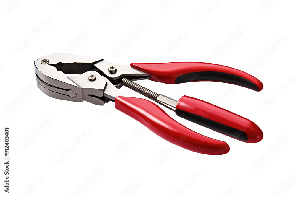 A Close-Up View of Red-Handled Pliers, Isolated on a White Background on a White or Clear Surface PNG Transparent Background A Close-Up View of Red-Handled Pliers, Isolated on a White Background on a White or Clear Surface PNG Transparent Background