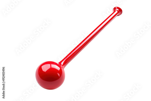 A Crimson Weighted Stick, Ready to Swing on a White or Clear Surface PNG Transparent Background