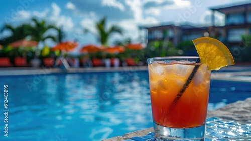 Refreshing Drink by the Pool
