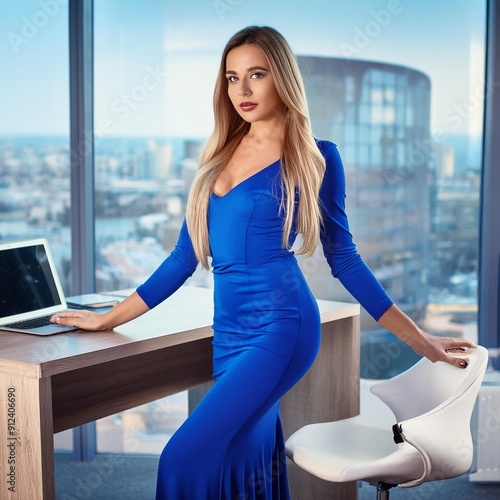 beautiful young lady in blue, AI generated Free Download beautiful young lady in blue, AI generated - GFXLoad