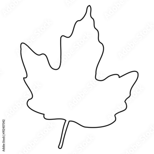 outline silhouette of maple leaf isolated on transparent background, coloring, vector