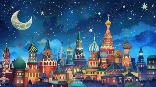  Illustration Of Russian Landmarks. Generative AI