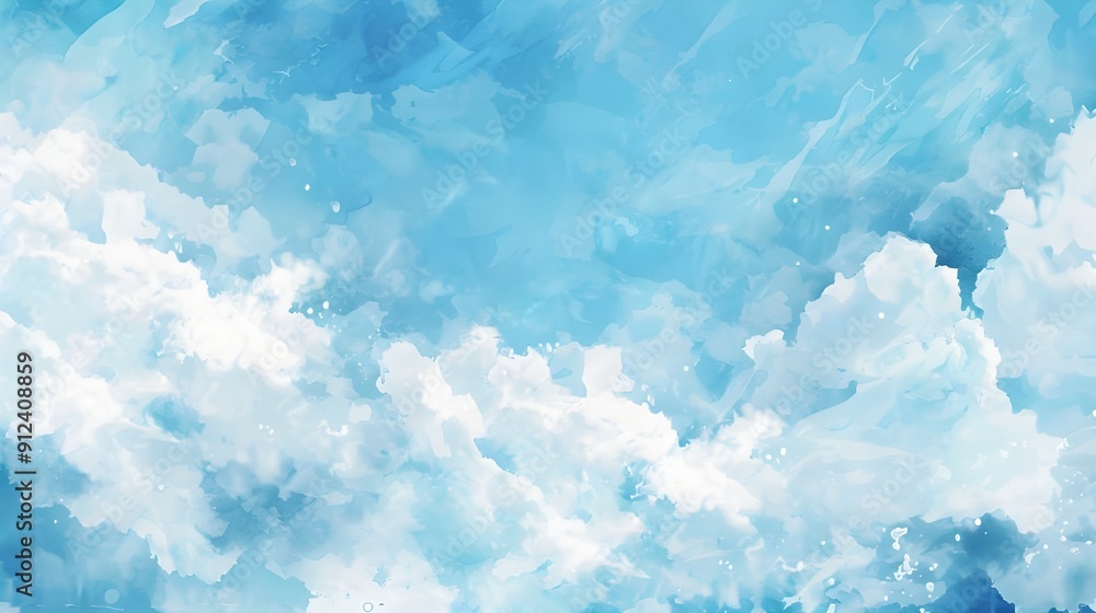 Obraz premium Water Color Cloudy Blue Sky Texture Background 