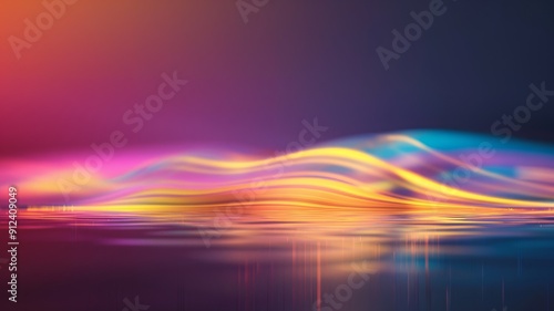 Macro glass 3d Y2K render abstract background. Transparent glassmorphism modern texture. Holographic curved wave in motion. Gradient design element.