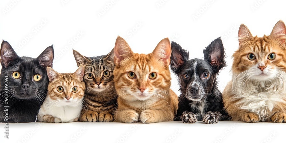 Playful Pets Peeking Over White Banner Social Media Playful Pets Peeking Over White Banner Social Media