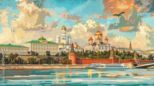  Illustration Of Russian Landmarks. Generative AI