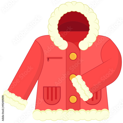 Cozy Red Winter Jacket with Fur Trim