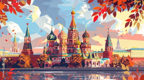  Illustration Of Russian Landmarks. Generative AI