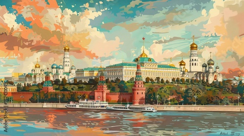  Illustration Of Russian Landmarks. Generative AI