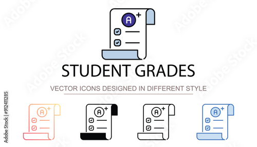 Student Grades icon design with white background stock illustration