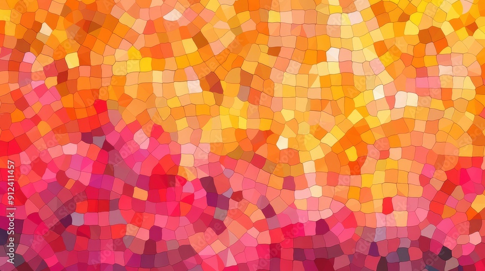 Vivid coloured abstract background with a mosaic orange, yellow and pinks pattern. Vivid coloured abstract background with a mosaic orange, yellow and pinks pattern.