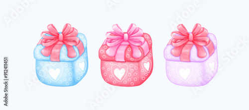 Hand-Drawn Gift Boxes with Bows - Perfect for Holiday Packaging