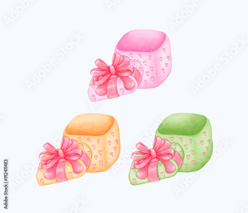 Hand-Drawn Gift Boxes with Bows - Perfect for Holiday Packaging