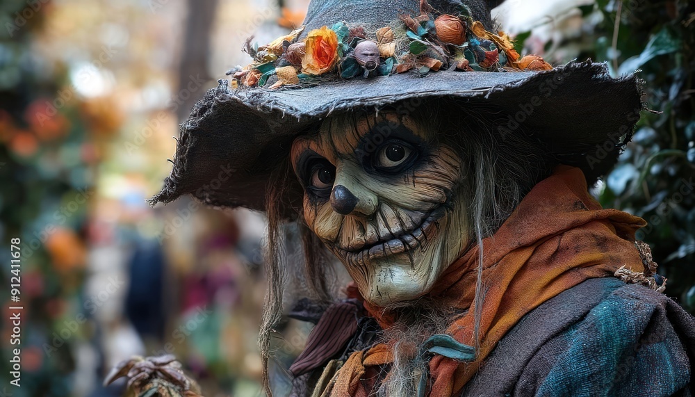 A Close-Up of a Scarecrow with a Twisted Smile