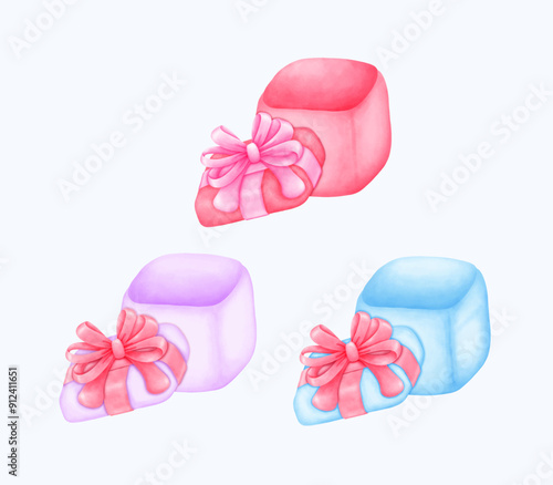 Hand-Drawn Gift Boxes with Bows - Perfect for Holiday Packaging