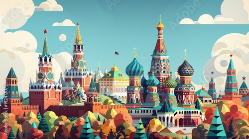  Illustration Of Russian Landmarks. Generative AI