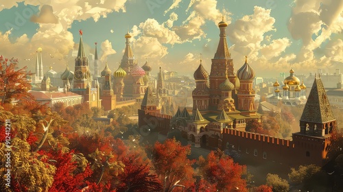  Illustration Of Russian Landmarks. Generative AI