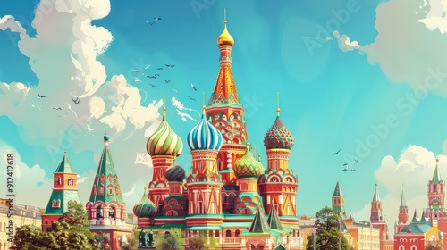  Illustration Of Russian Landmarks. Generative AI